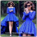 New arrival elegant fashion Lace special occasion dresses high low long sleeve royal blue prom dress MPP2446